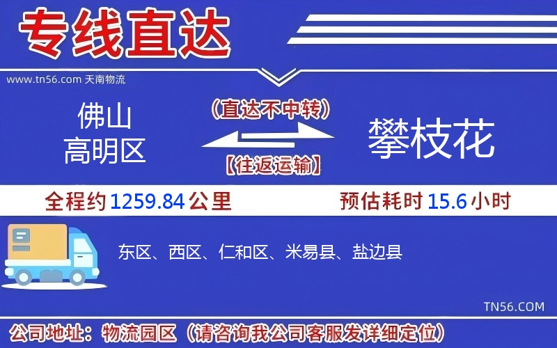 佛山高超区到攀枝花物流公司