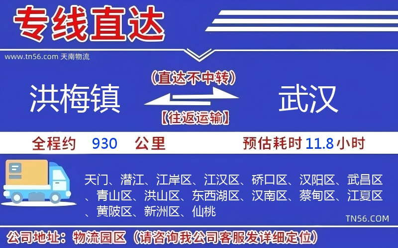 洪梅镇到武汉物流公司