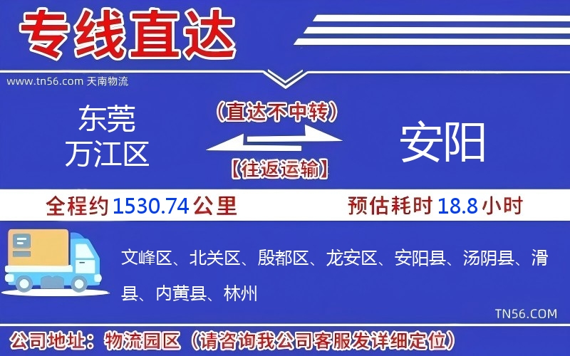 东莞万江区到安阳物流公司