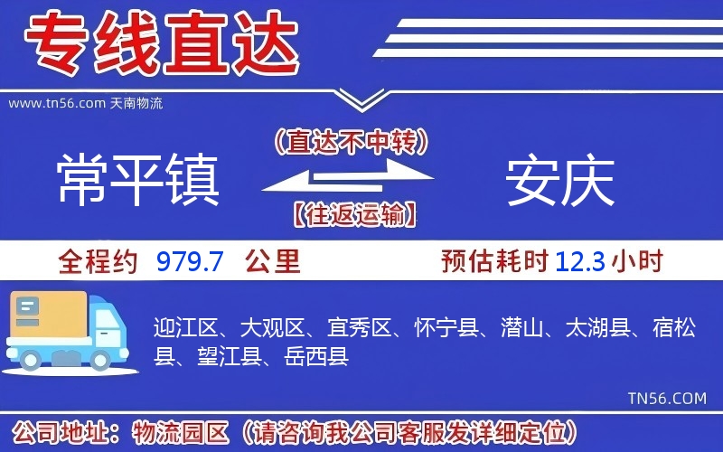 常平镇到安庆物流公司