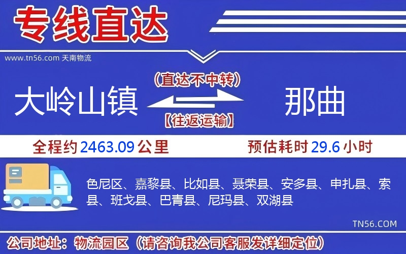 大岭山镇到那曲物流公司