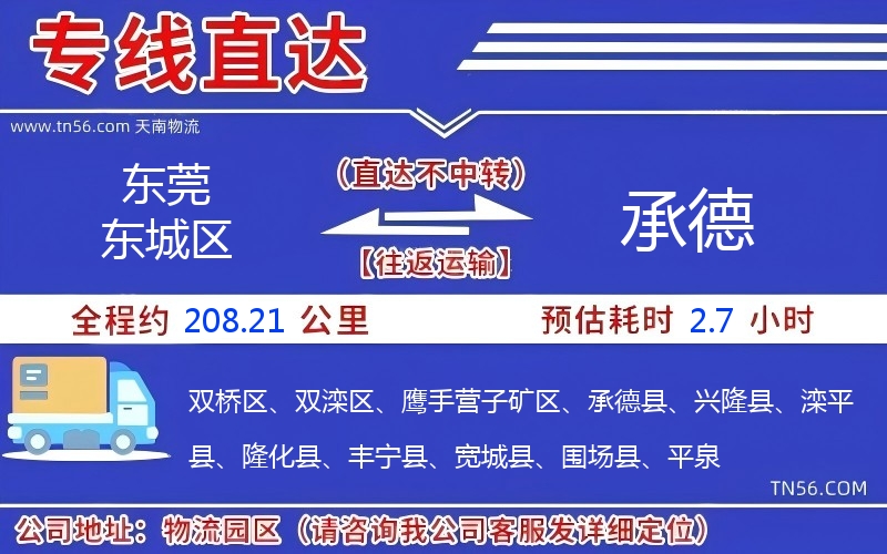 东莞东城区到承德物流公司