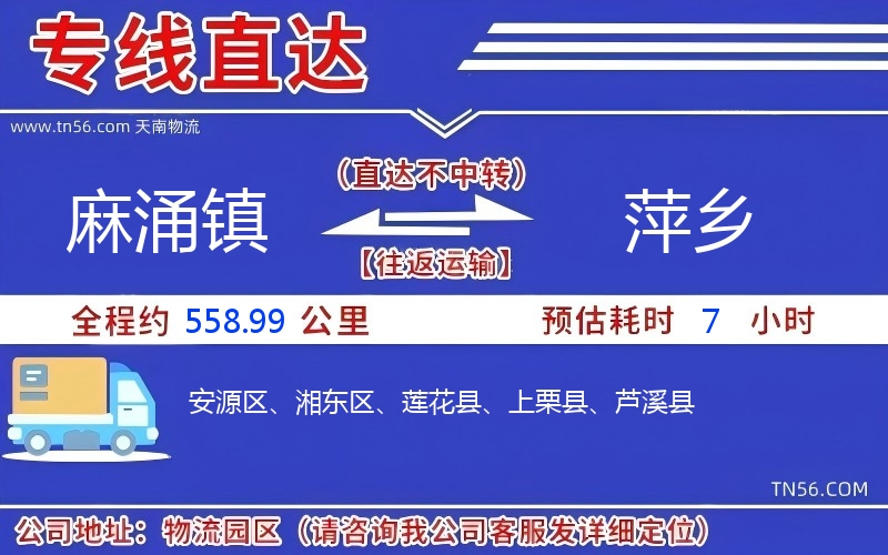 麻涌镇到萍乡物流公司