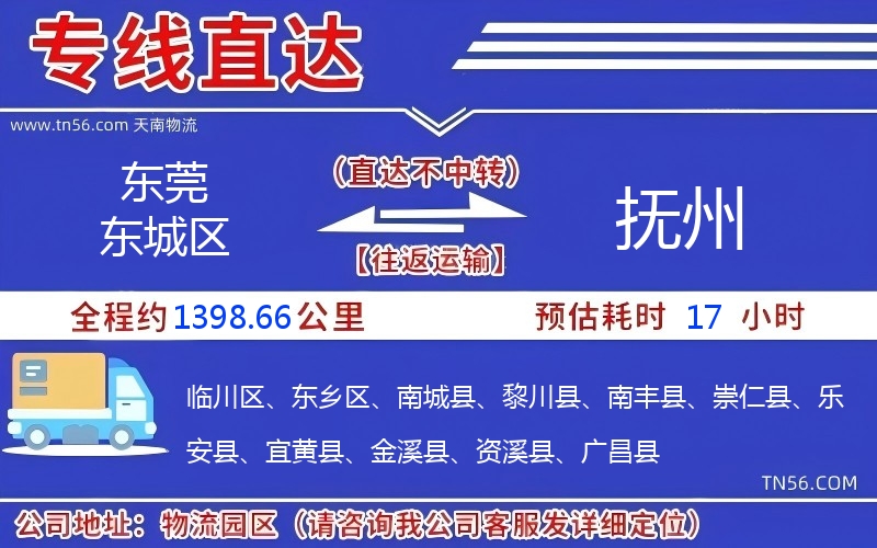 东莞东城区到抚州物流公司